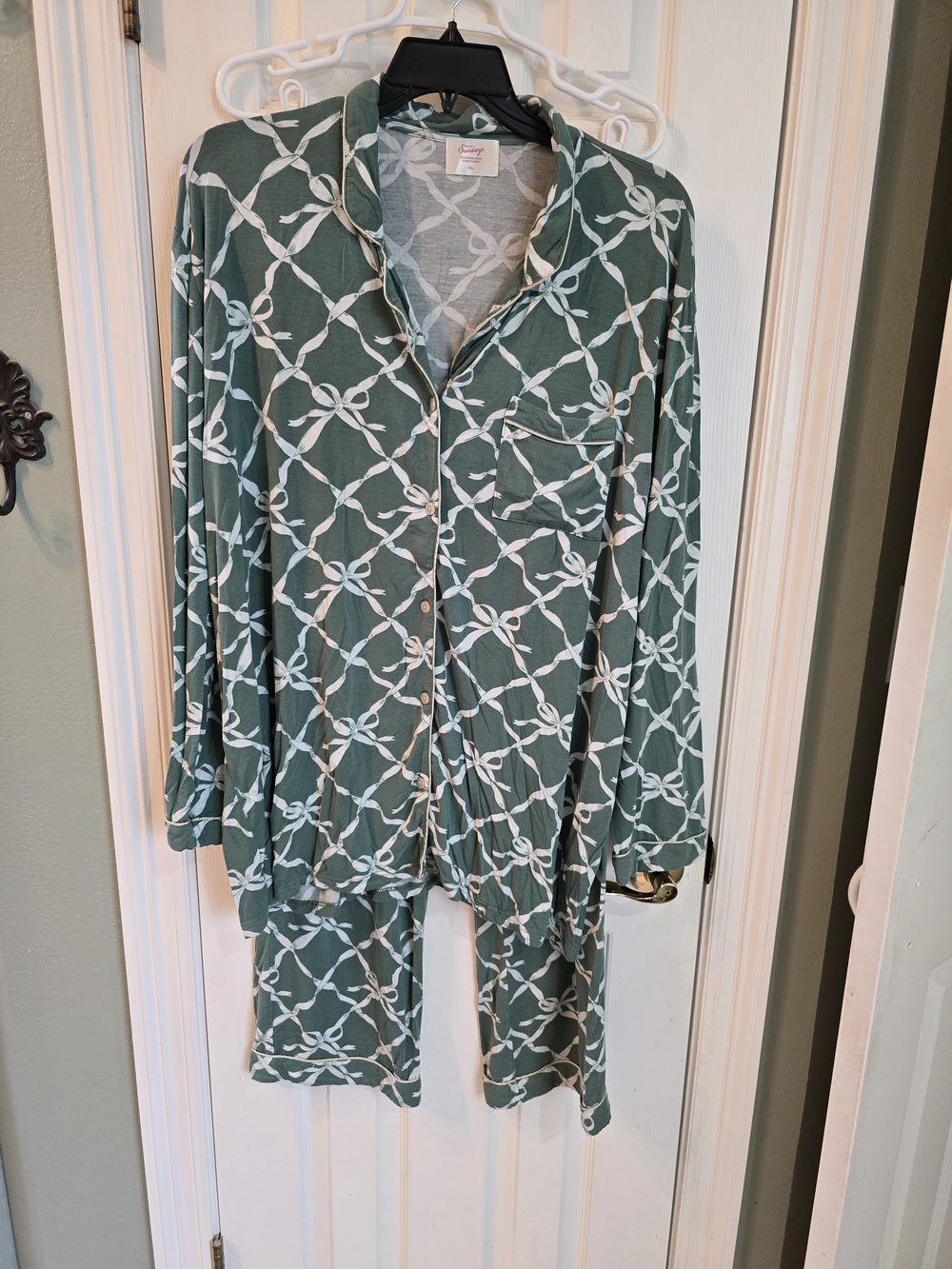 In My Sundays Evergreen Bow Pajama Set 2xl